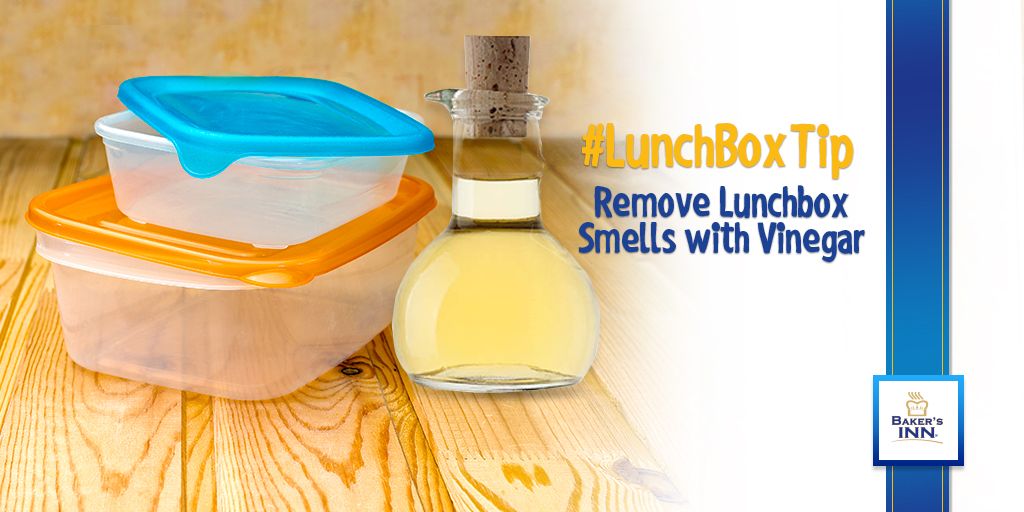 BakersInnZW's tweet photo. Do you want to remove a lingering smell from your lunchbox? Let some white spirit vinegar sit in the lunchbox for at least 3 minutes to remove any smells. Share any of your lunch box tips with the #LunchBoxTips https://t.co/oXYyXyDwu9