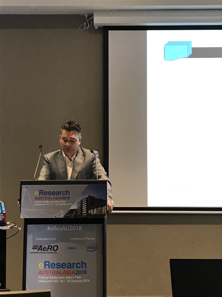 SCIPUniMelb's tweet image. The ‘password king’ @peter_tonoli talking up @AARNet FileSender #eResAU2018