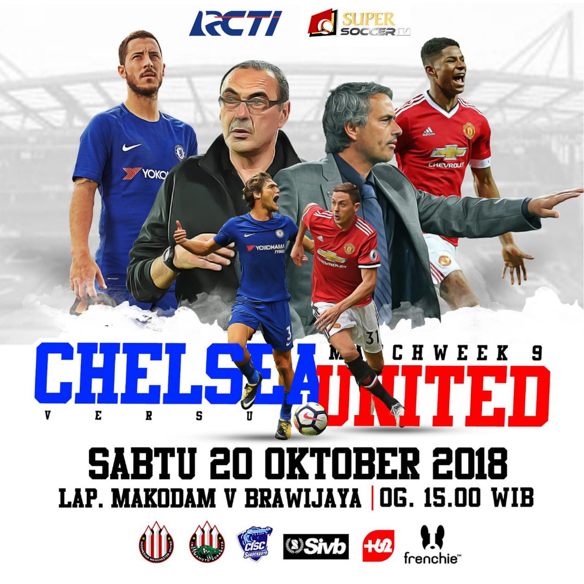 CISCsurabaya's tweet photo. Nonton Bareng Super Bigmatch Premier League Matchday 9 CISC Surockboyo feat @IndoManUtd_SRBY
Chelsea VS Manchester United
Sabtu, 20 Oktober 2018
Lap. Makodam V Brawijaya, Surabaya
Open Gate : 15.00 WIB
Kick Off : 18.30 WIB
HTM FREE
#WaniNobar #NobarChelsea https://t.co/PvxlD37ZD2