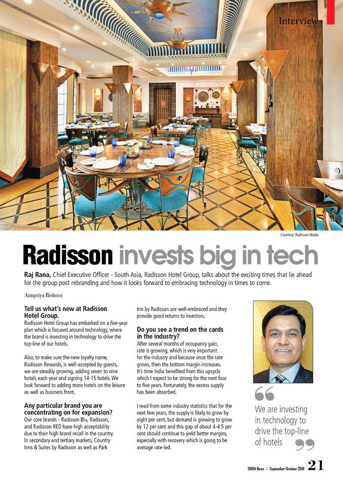 _SIHRA_'s tweet photo. Raj Rana, Chief Executive Officer - South Asia, @RadissonGroup , talks about the exciting times that lie ahead for the group post re-branding and how it looks forward to embracing technology in times to come.
 
@Radisson  #SIHRA #Interview https://t.co/awg8omO1wZ