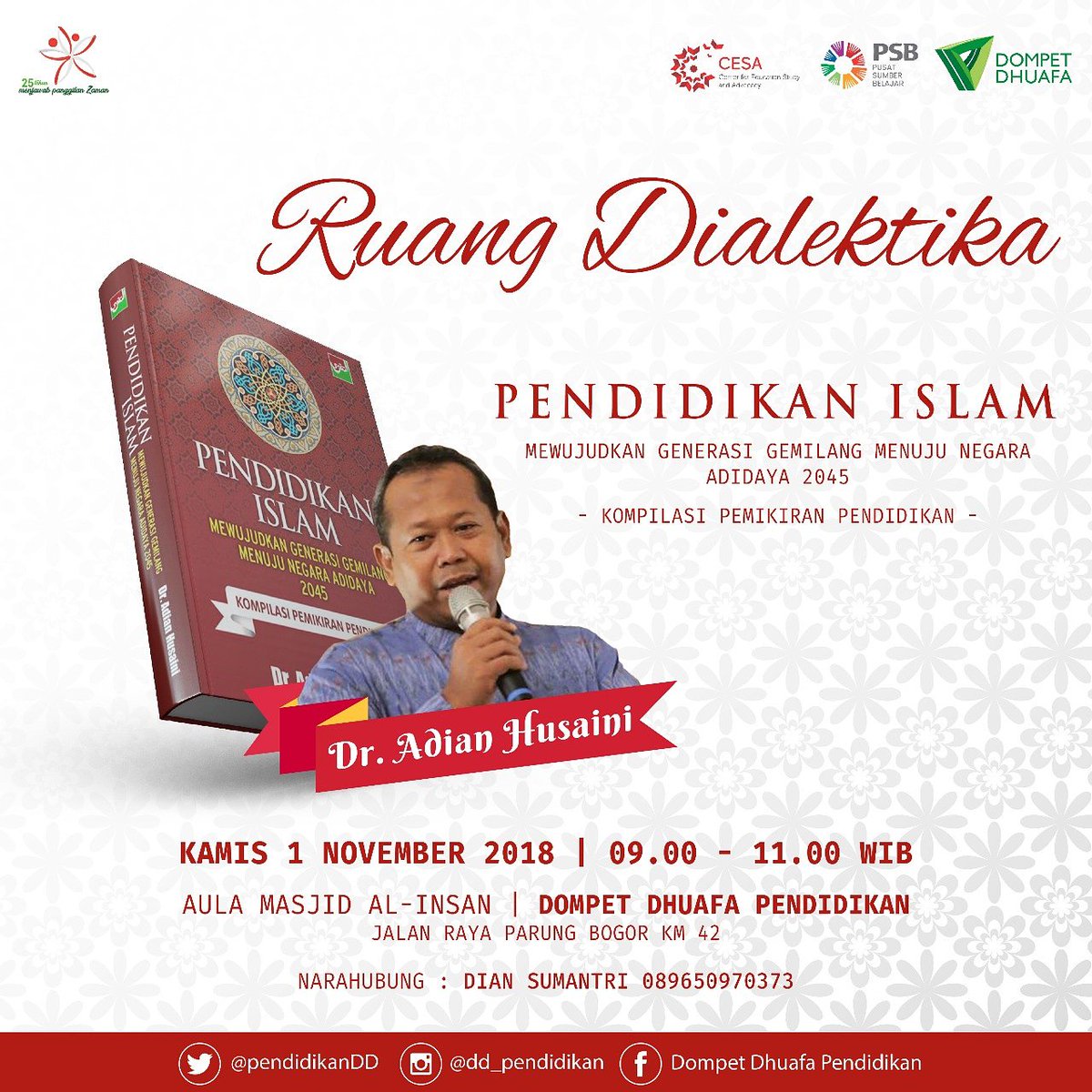 MakmalDD's tweet photo. Sahabat Pendidikan.. Jangan lewatkan acara keren ini.. Segera aman seat, kuota sangat terbatas ya.. Sampai ketemu di Ruang Dialektika bersama Dr. Adian Husaini π
#Literasi #Pendidikan #Makmal #Dialektika #DDPendidikan https://t.co/e3yPQhZVM2