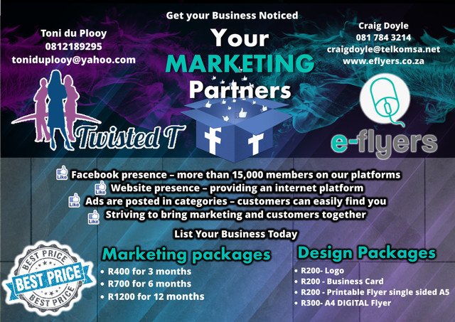 Toonkind's tweet photo. E-flyers and Twisted T designs is your go-to partners in marketing. We can design your brand and create brand awareness. Brand up with US. #pretoria #DIGITALDESIGN #Montana #Centurion #PretoriaNorth #business #advertising #businesscards #advertisingagency #businessasusual https://t.co/BMi5kh7Ucc