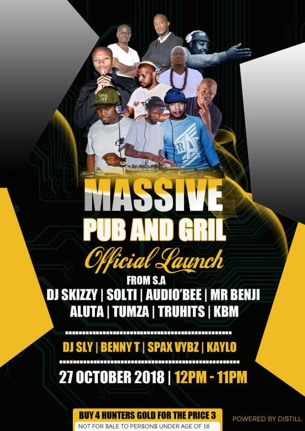 MisterBenjiSA's tweet photo. #MassivePubAndGrill OFFICIAL LAUNCH!!

......

October 27th we handling #MassivePupAndGrill in Botswana 🇧🇼

#dspsummer #dspsummer18 #dspbotswanainvasion #housemusic #deephouse #deephousemusic #soulfulhouse #soulfulhousemusic #soulfunk #afrodeep #afrotech #deeptech #deeptechno https://t.co/8YUr4t4cgI