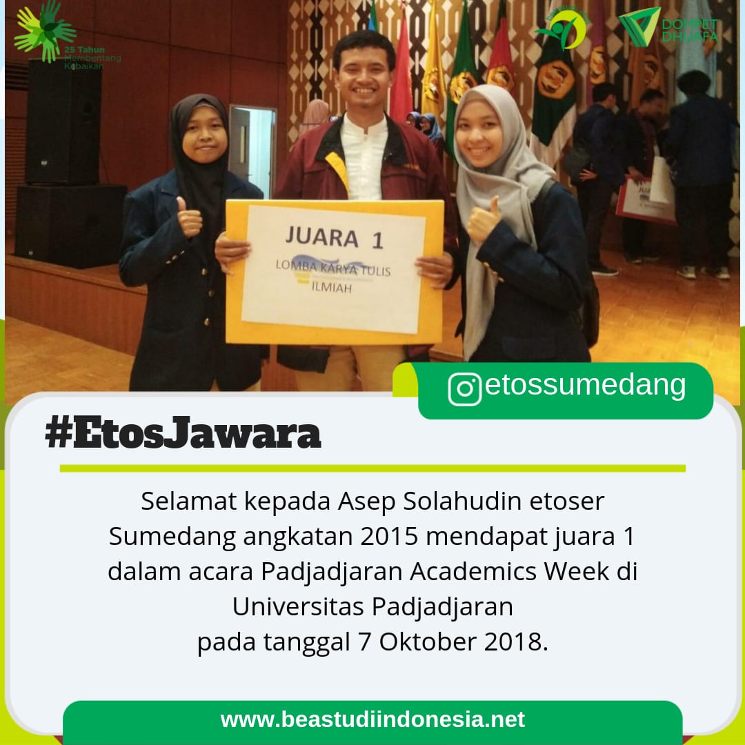 beastudiDD's tweet photo. Selamat Kak Asep, Semoga makin menambah motivasi untuk terus berkarya..
#etosjawara #Etos #prestasi #DDPendidikan #DompetDhuafa https://t.co/lAiANXX9M4