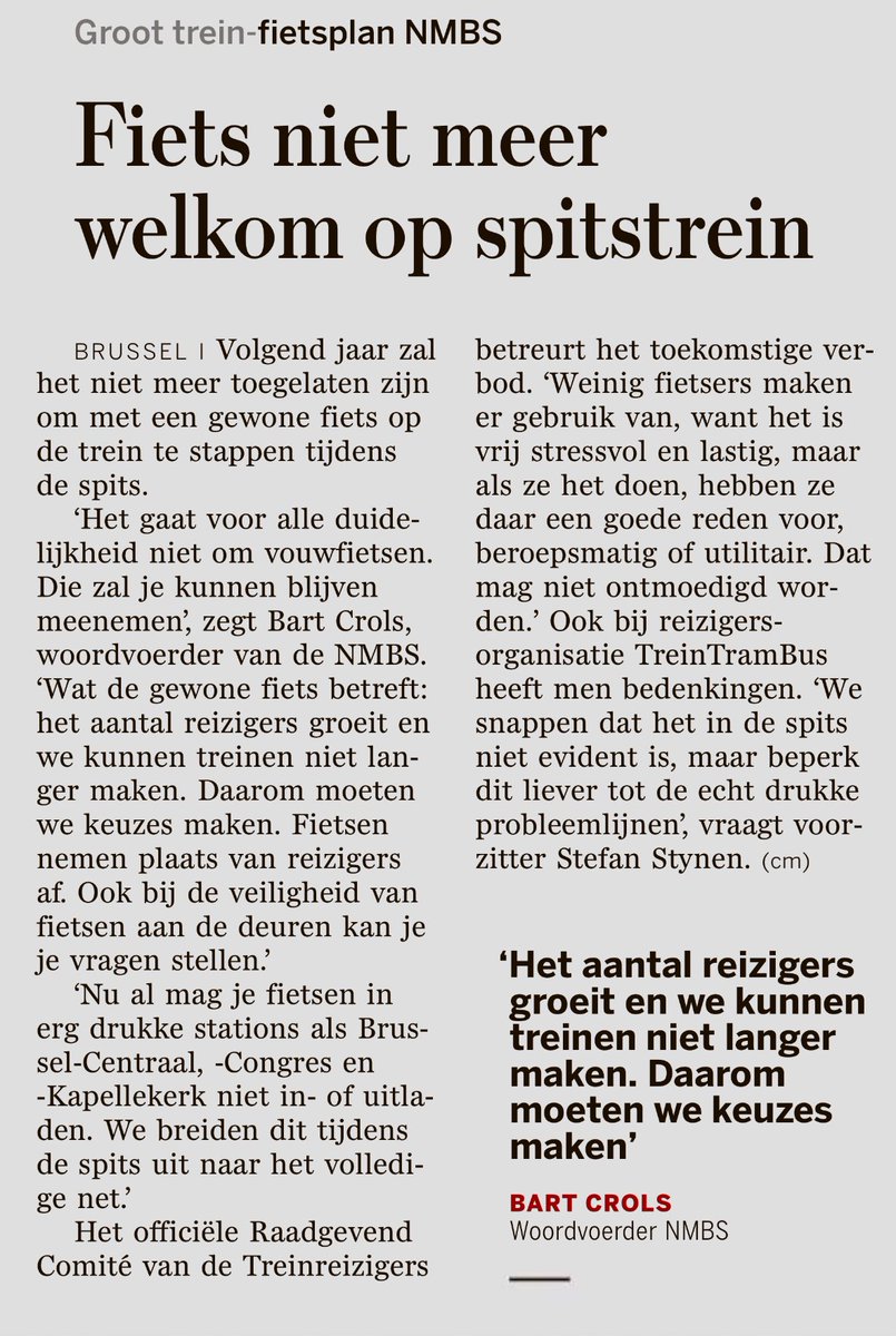 Op de raad van bestuur van de <a href="/nmbs/">NMBS</a>: “Collega’s, de fiets wint aan populariteit. Hoe gaan we daar op reageren?”