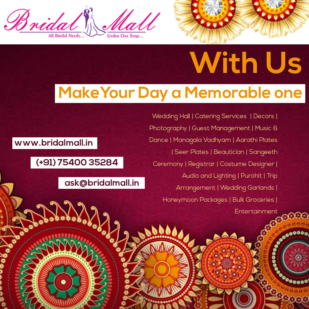 bridalmall1's tweet photo. Weddings are emotional voyages that happen ideal. Well nearly. We at Bridal Mall take special consideration to make your day exclusive...
With us make your day a memorable one
Reach Us @ https://t.co/erdOrkPqIS
#Wedding_Hall_in_Madurai 
#Catering_Services_in_Madurai https://t.co/UaeiCHaZsr