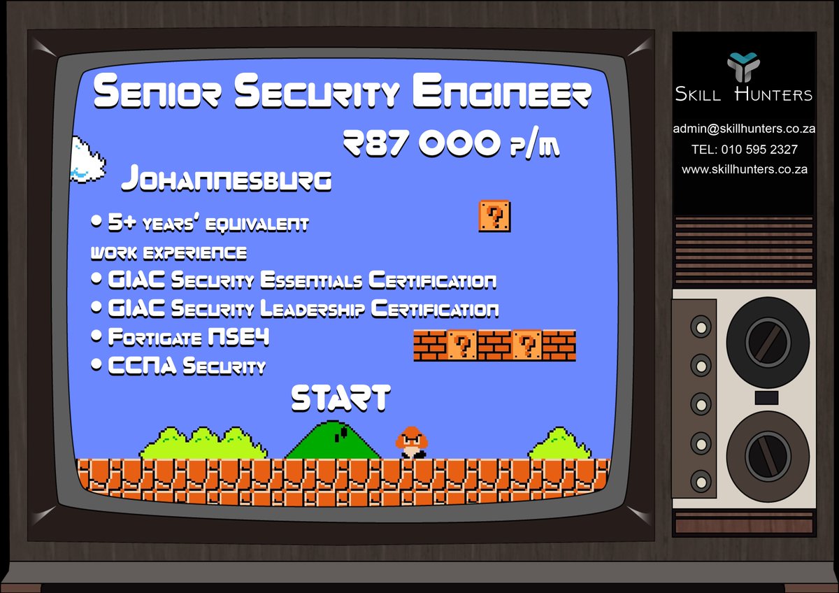 SkillHunters_'s tweet image. Senior Security Engineer •Johannesburg •R87 000 p/m (subject to experience) •5+ years’ experience •GIAC Security Essentials Certification •Fortigate NSE4 •CCNA Security. Mail us on admin@skillhunters.co.za
#SeniorSecurityEngineer #SecurityEngineer #SouthAfrica #SkillHunters