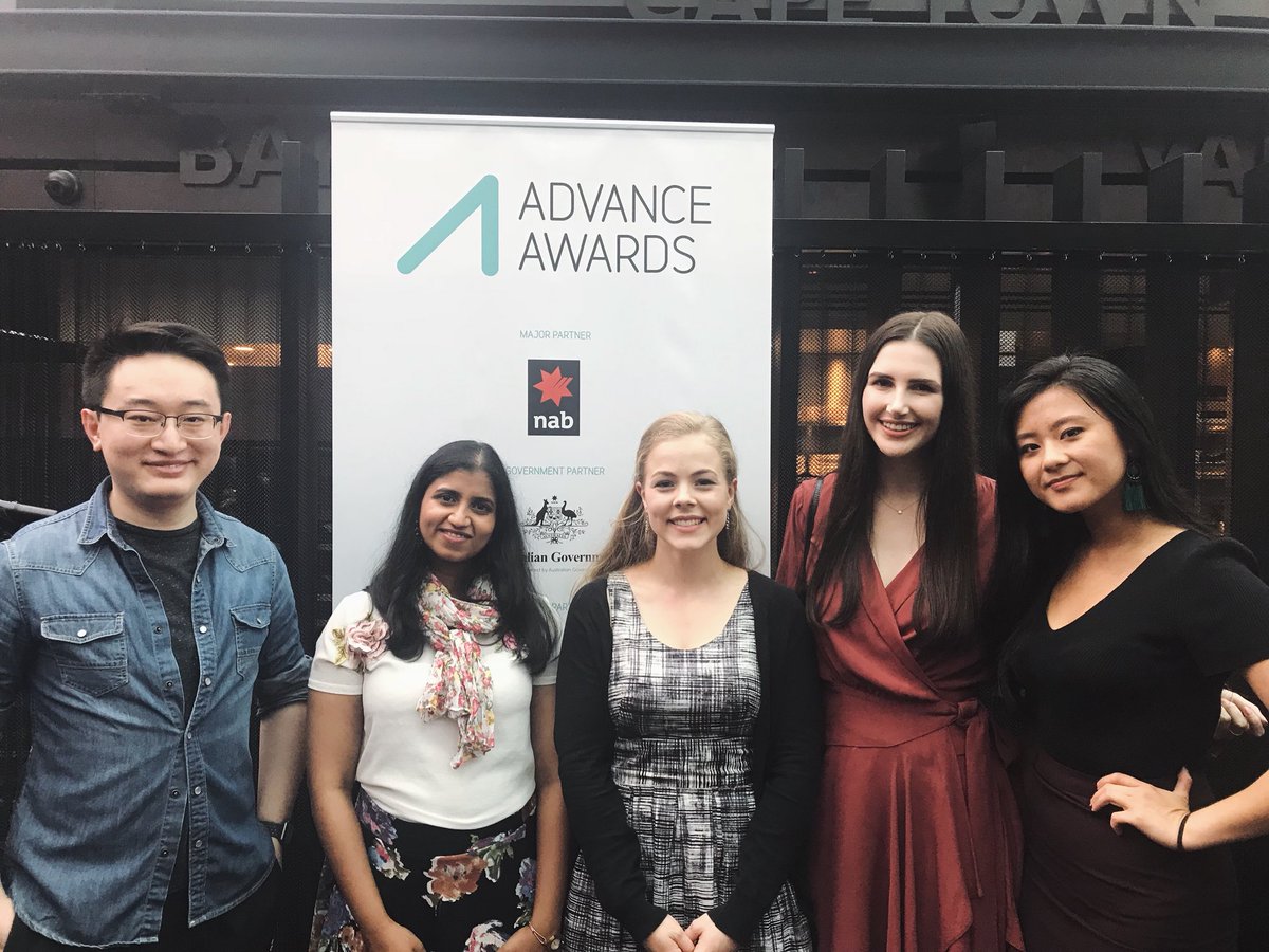Advance's tweet photo. Some of our 2018 Advance Award Mentees! They are extremely excited about the upcoming 12 month mentoring program! @RamyaMovva @EmMilliner @HaoyiZou https://t.co/ADpeGHXT9a