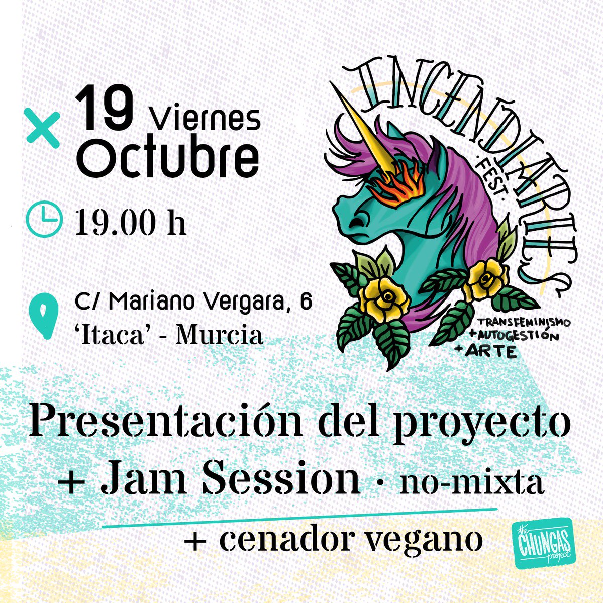 DeskaradasMurzi's tweet photo. #Murcia | Este viernes estaremos en @itacamurcia con nuestras compas The Chungas Project presentando el incendiaries fest. Teneis ganas?🔥 https://t.co/xfUqoFF6Hr
