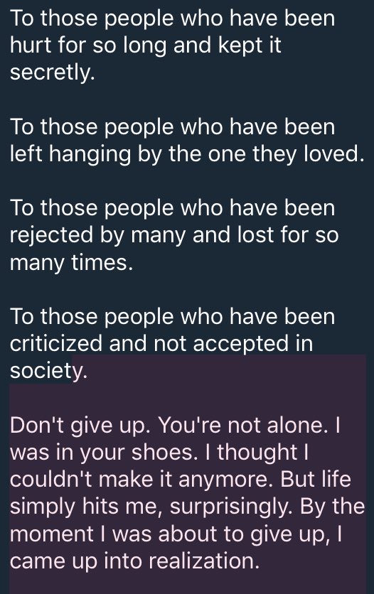 PinoyHumor's tweet photo. To those people who have been hurt for so long and kept it secretly.

To those people who have been left hanging by the one they loved.

Words by Rosemarie N. ❤️
Ctto Online Confessions https://t.co/aqORBA1SmC