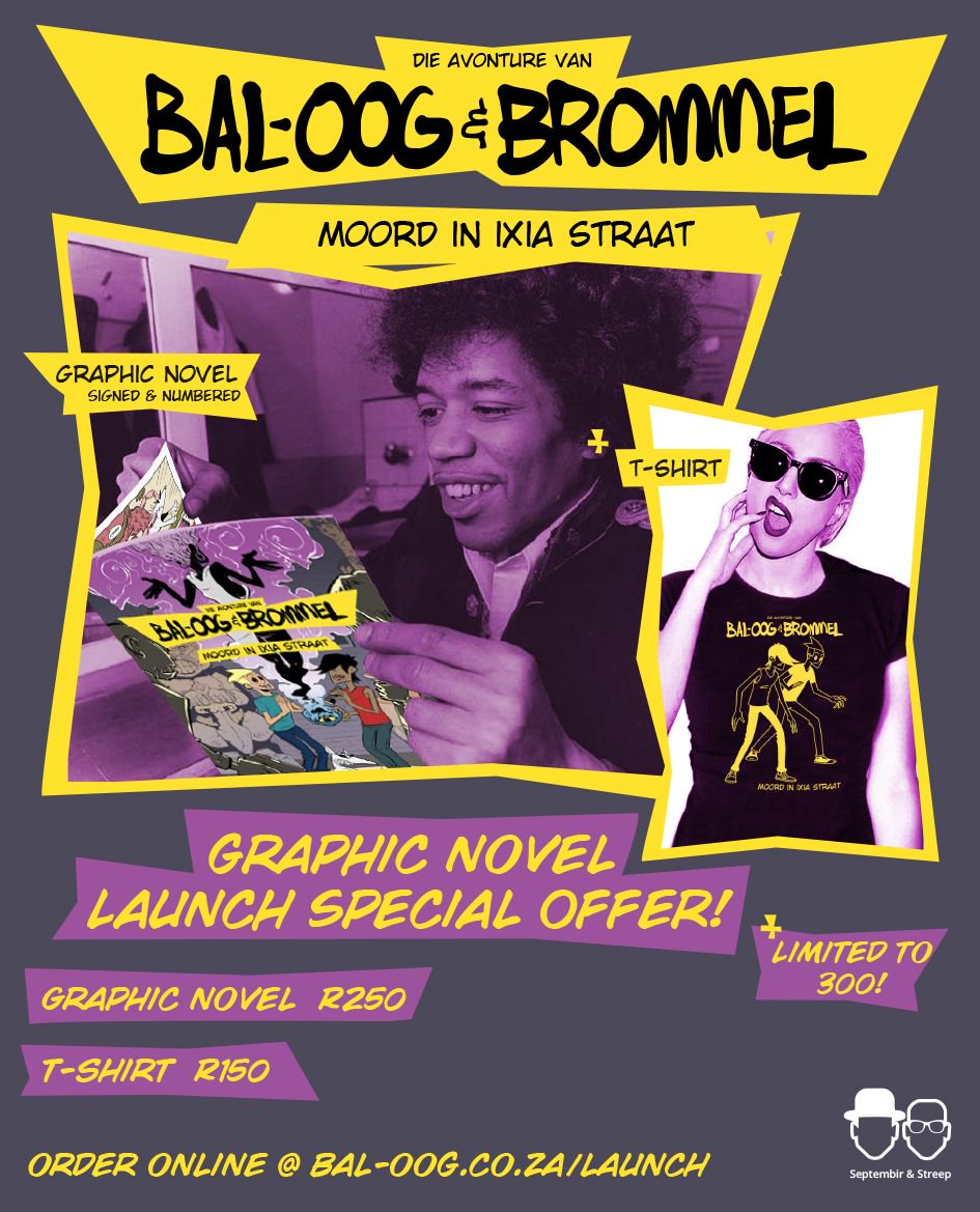 Slegs vier shows oor by die ALexander Bar! "MALSTE, BESTE DING OOIT!" AFSLAG op Bal-oog en Brommel T-hemde en die grafiese roman vir 4dae - so gryp een nou! 17 - 20 Aug., 21h00, Alexander Bar.  #baloog #comic #theatre @gideonlombard <a href="/de_apie/">De Klerk Oelofse</a> @mistaseptemba @gertjiebesselsen