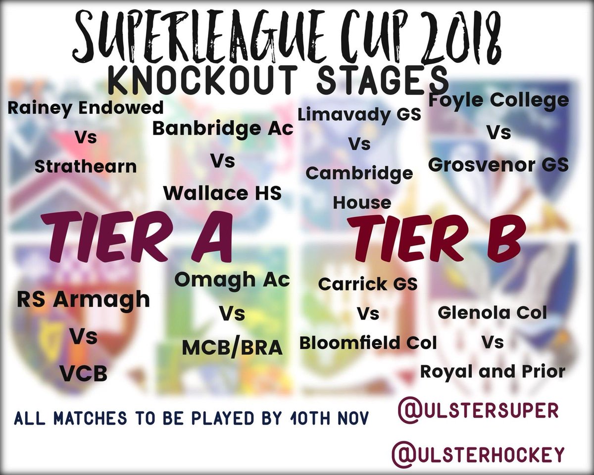 IT’S HERE!! Knockout stages of the 2018 SUPERLEAGUE. Schools are playing off for a place in the FINAL FOUR. Well done to all teams through to this stage of the <a href="/UlsterHockey/">Ulster Hockey</a> competition #winnertakesall