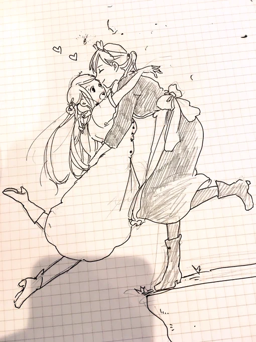 百合落書き。 お嬢様とメイド。 