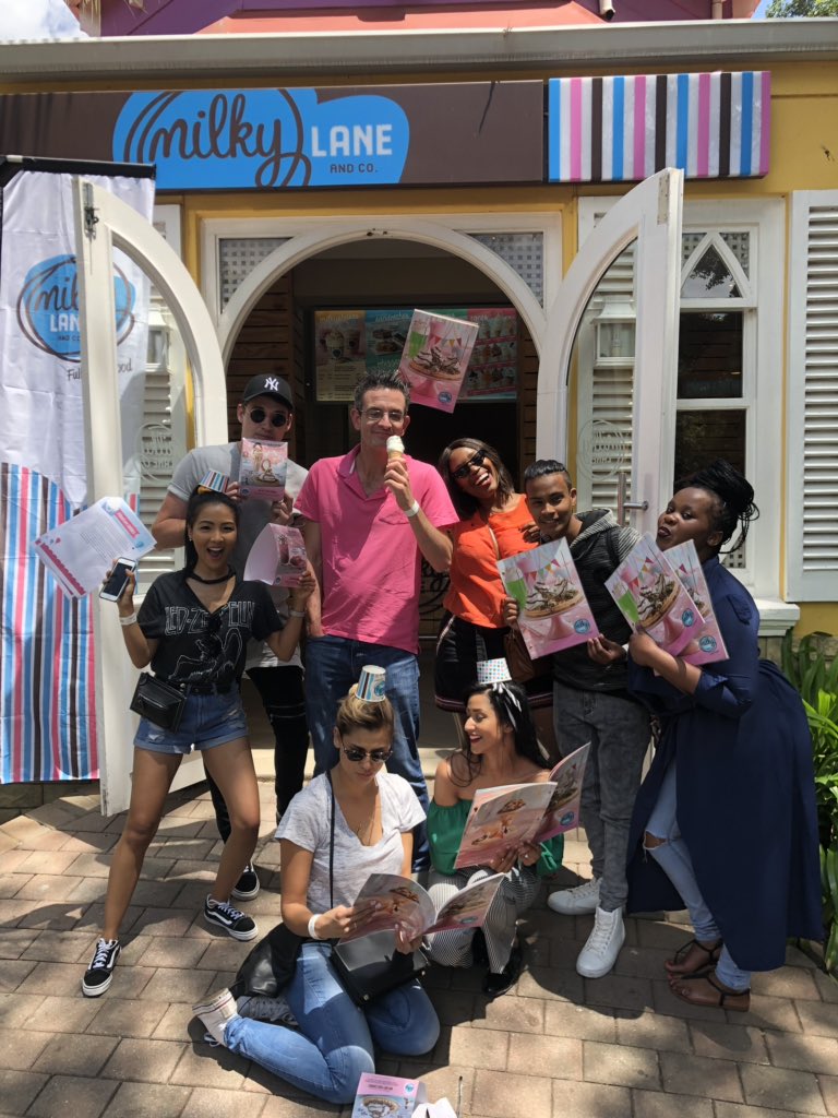 Wongley's tweet image. @SemoneSkosan @MichaellaRuss @JethroTaitMusic out here @GoldReefCitySA celebrating #FeelGood60 with #Milkylane