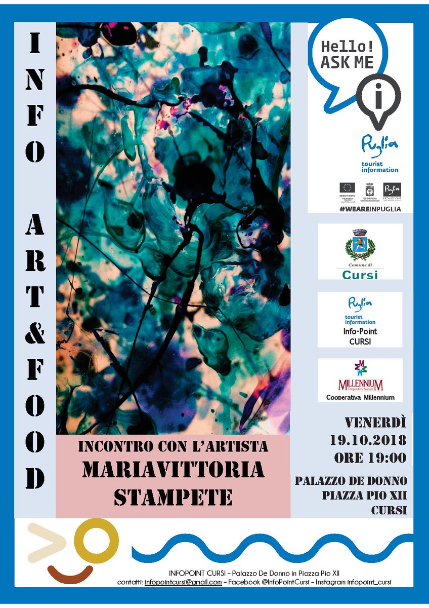 Proseguono gli appuntamenti con l'arte a cura dell'Ufficio InfoPoint Turistico del Comune di Cursi  #weareinCursi #weareinPuglia
#Cursi365 #comunedicursi #culturaCursi #arteCursi #tourismeexperience #viaggiareinpuglia #visitCursi #discoveringpuglia #salentodascoprire