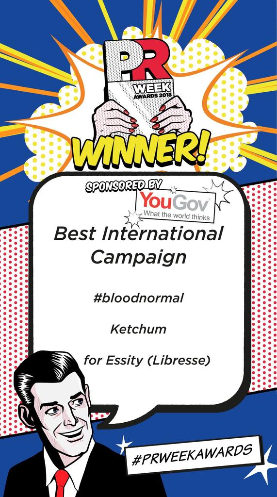 About last night! We brought home the Best International Campaign Award from <a href="/PRWeekAwards/">PRWeekAwards</a>
for our client @Essity Libresse and the #bloodnormal campaign. A great evening made better with this amazing win! <a href="/KetchumUK/">Ketchum UK</a> prweek.com/article/149562…
