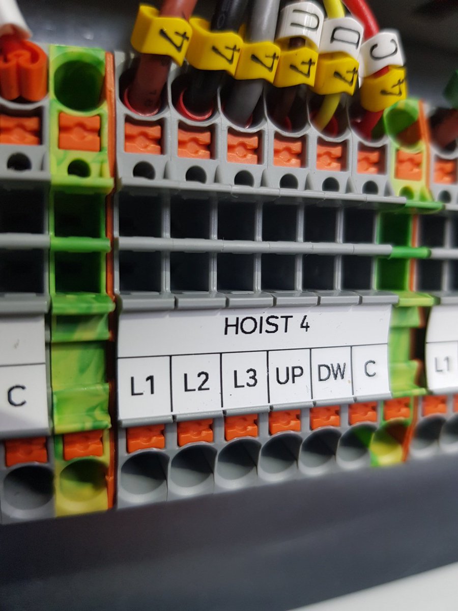 We like making life easier for our customers.  All of our #Guardian Controller range are now fitted with simple push in terminals for the hoist connections.  A press on the orange tab is all that’s required for a solid connection. No special tools required #ukmfg #ukmanufacturing