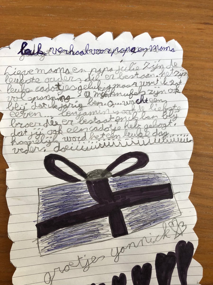 Zoonlief wordt 9 en schrijft de avond ervoor al een bedankbrief. Hoe lief is dat?! #bestgiftever