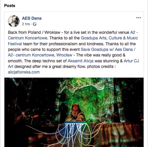 cjartt's tweet photo. Huge honor and pleasure to read kind words from the maestro #AesDana after the #SaveGoadupa party we played in Wroclaw recent weekend ๐ https://t.co/csEAhbN6n4
