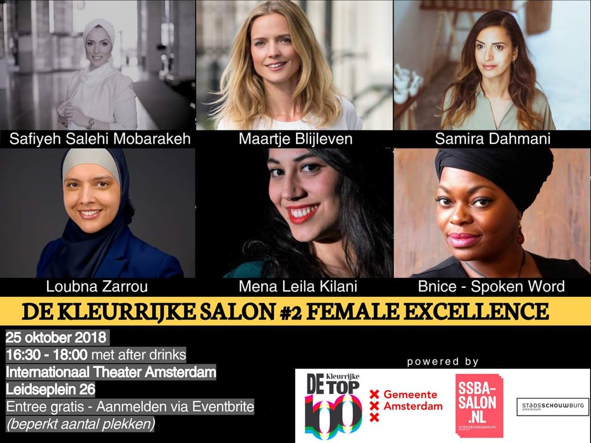 Spreker 3 <a href="/maartjeblij/">Maartje Blijleven</a>  tijdens #FemaleExcellence event op 25 okt in de @ssba Laatste kaartjes, we zijn bijna uitverkocht! #kleurrijke100 <a href="/TheNextGenWomen/">Next Gen Women</a>