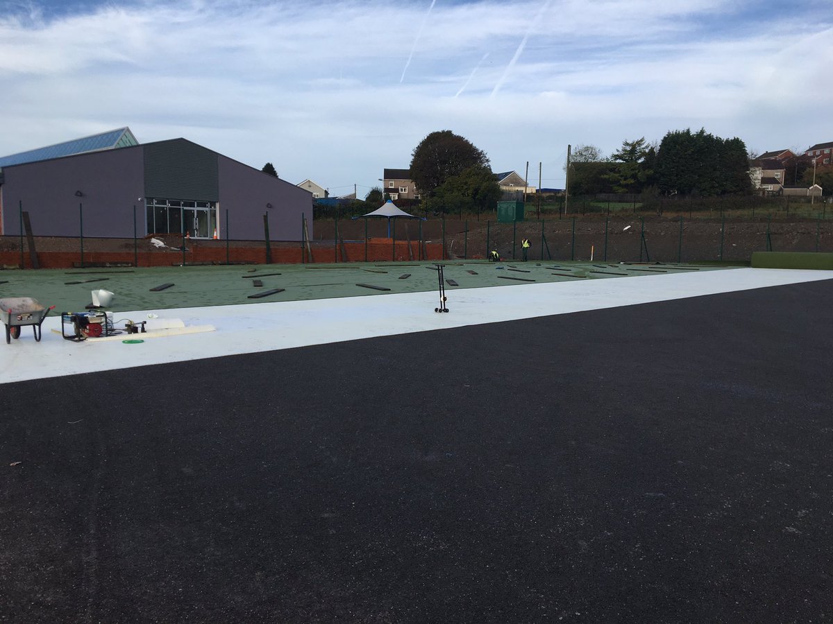 Back at Bettws to lay the carpet for the second phase pitch.