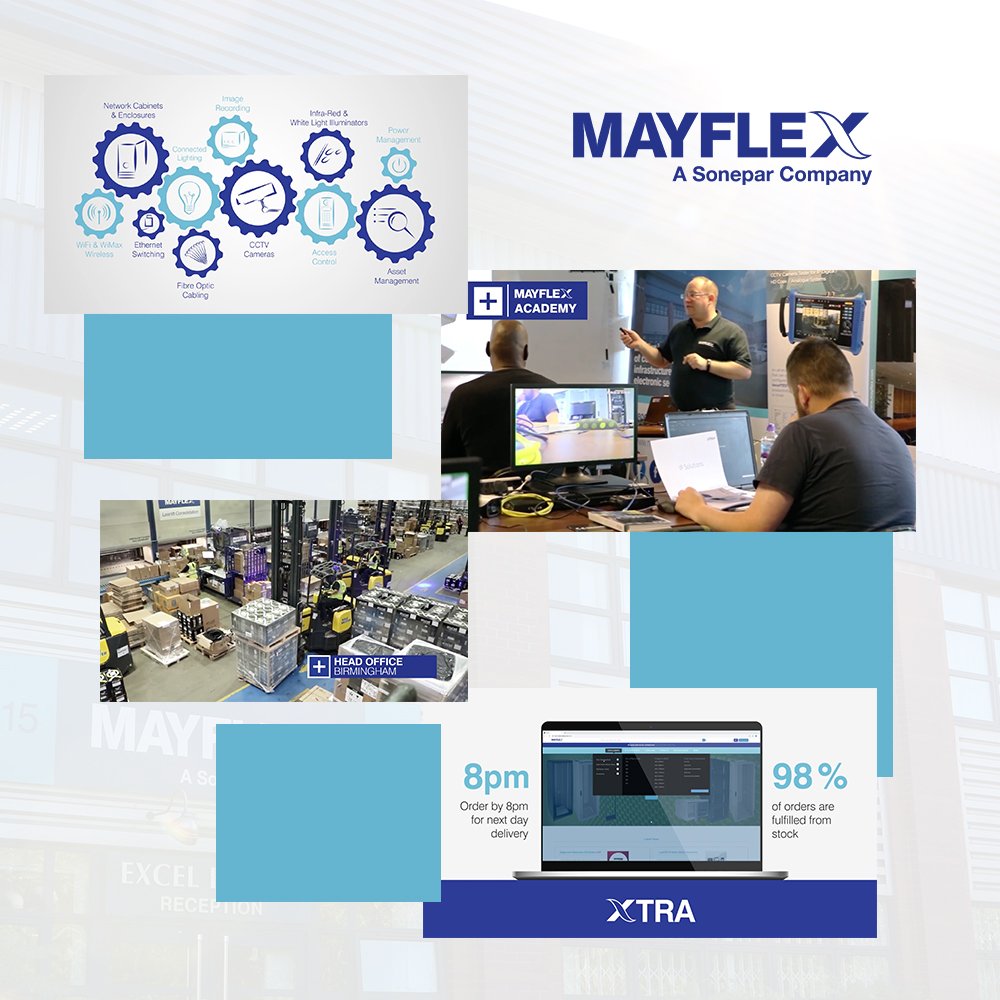 MayflexUK's tweet photo. Want to find out a bit more about what Mayflex does and the products we supply? Watch our short, new corporate video which gives a great insight into exactly who we are! https://t.co/dZHIkQKB7c #Mayflex #ConvergedIP Solutions https://t.co/K75QkkIO2I
