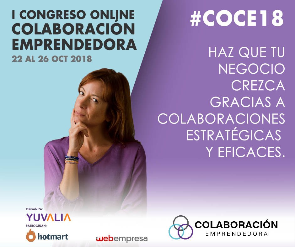 WebEmpresa's tweet photo. Del 22 al 26 de octubre se celebra el "I Congreso Online de Colaboración Emprendedora" 🙌🤓
Este #evento online y Gratuito que te ayudará a crear colaboraciones estratégicas, ¡apúntate ahora! 👉 https://t.co/7KCeVXMxoE  #COCE18 @yuvaliacom https://t.co/F52QXAphVj