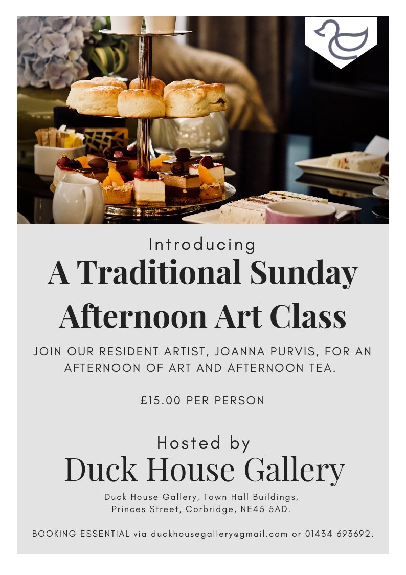 What are your plans on a #SundayAfternoon? Why not join us, with a traditional afternoon tea and learn a new skill! #ArtClass #Workshop #Corbridge #LazySunday #NewSkill #ArtWorkshop #AfternoonTea #SundayAfternoon