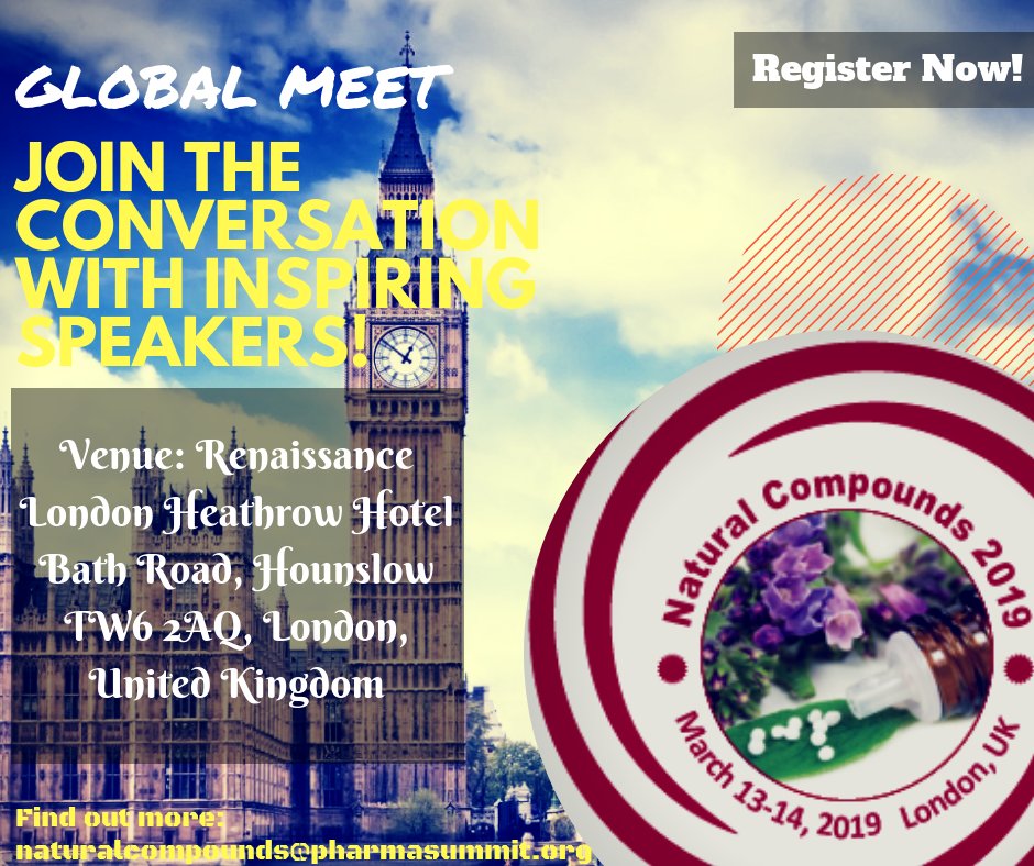 natcompound2018's tweet photo. #Join the #conversation for the 2nd World Congress on #Pharmacology and #Chemistry of #NaturalCompounds (Natural Compounds 2019) https://t.co/tZRgoNCyGl https://t.co/e7svisOzwU