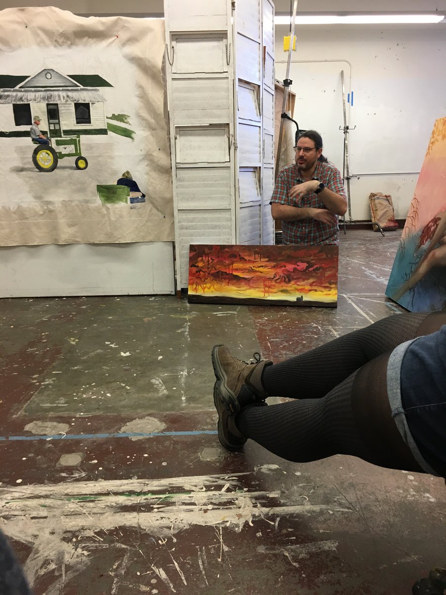 KStateArtDept's tweet photo. Advanced Painting Critiques is where work goes from good to great! #KState #artdept #art #painting #paint #ART650 #critiques #alwayslearningalwaysgrowing #createsomethingneweveryday #studioart https://t.co/Yqtb7zKAtR