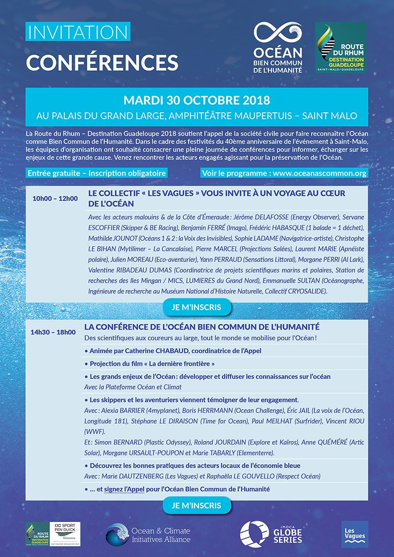Respect_Ocean's tweet photo. 📣[INVITATION] Conférence, l'Océan bien commun de l'humanité  30/10, 10h-18h, Palais du Grand Large, Saint-Malo  Intervention de Raphaëla le Gouvello, Présidente de @Respect_Ocean et de @WIPSEAFrance , membre de RespectOcean @OceanAsCommon 
👉Inscription: https://t.co/AiA1LuTDZ1 https://t.co/kQlwmsLyyH