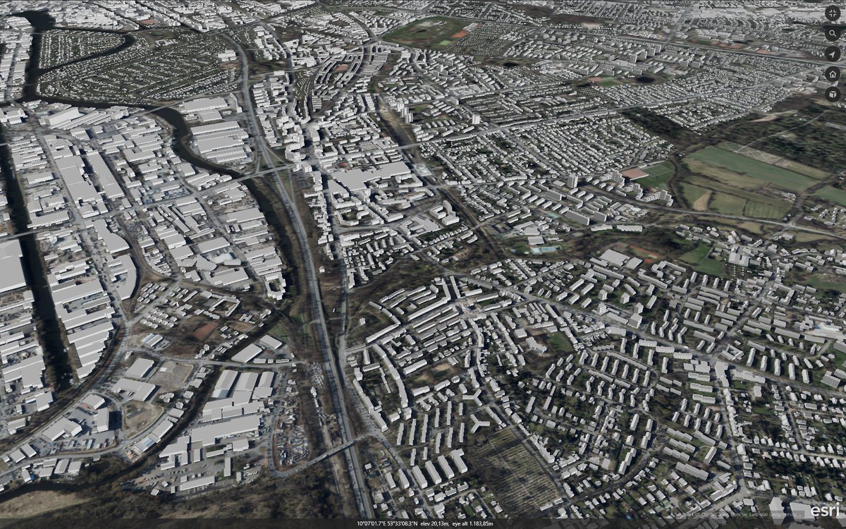 mhabtwi's tweet photo. #Hamburg #CityGML #LOD2 #Opendata converted to #I3S (indexed 3D scene) format with #FUSIONDataService by #AED_SICAD. In total ~720000 solids viewed with #ArcGIS_Earth. Very comprehensive format for this amount of data. https://t.co/w9Ycw6eSjz