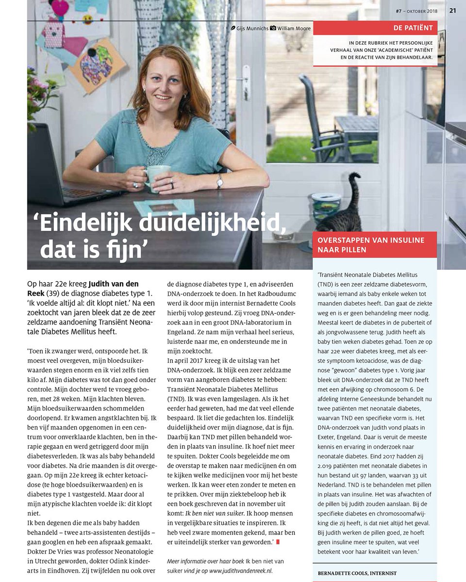 JudithvdReek's tweet photo. Mijn bijzondere diabetesverhaal staat deze maand in de #Radbode, personeelsmagazine van @radboudumc. Mooi stukje promotie in de aanloop naar de lancering van mijn boek 'Ik ben niet van suiker'.
https://t.co/Qw78U2fJS5
#diabetes #neonatalediabetes #TNDM #6q24 #ikbennietvansuiker https://t.co/An7Ql1CXoR