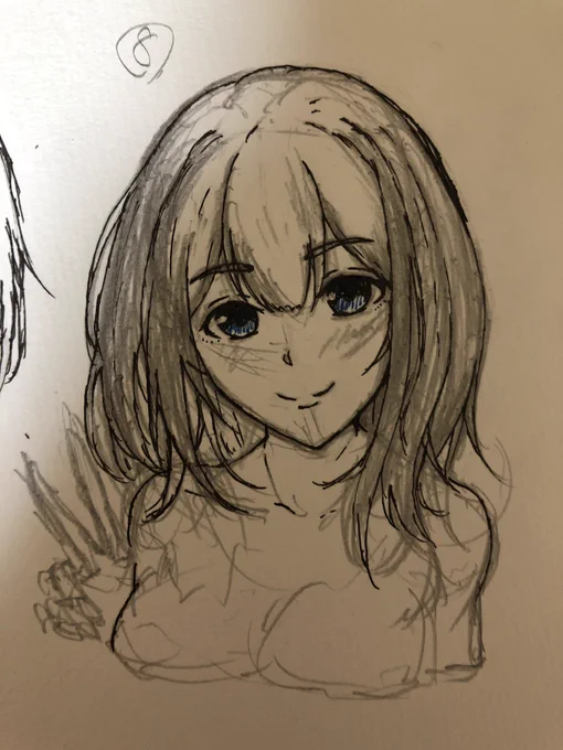 ラストふみふみ
二日間で8人の鷺沢さんの顔を描きましたね
絵の大きさがクレッシェンドしてる感。

ちなみに写ってる文具たちは共にした仲間です 