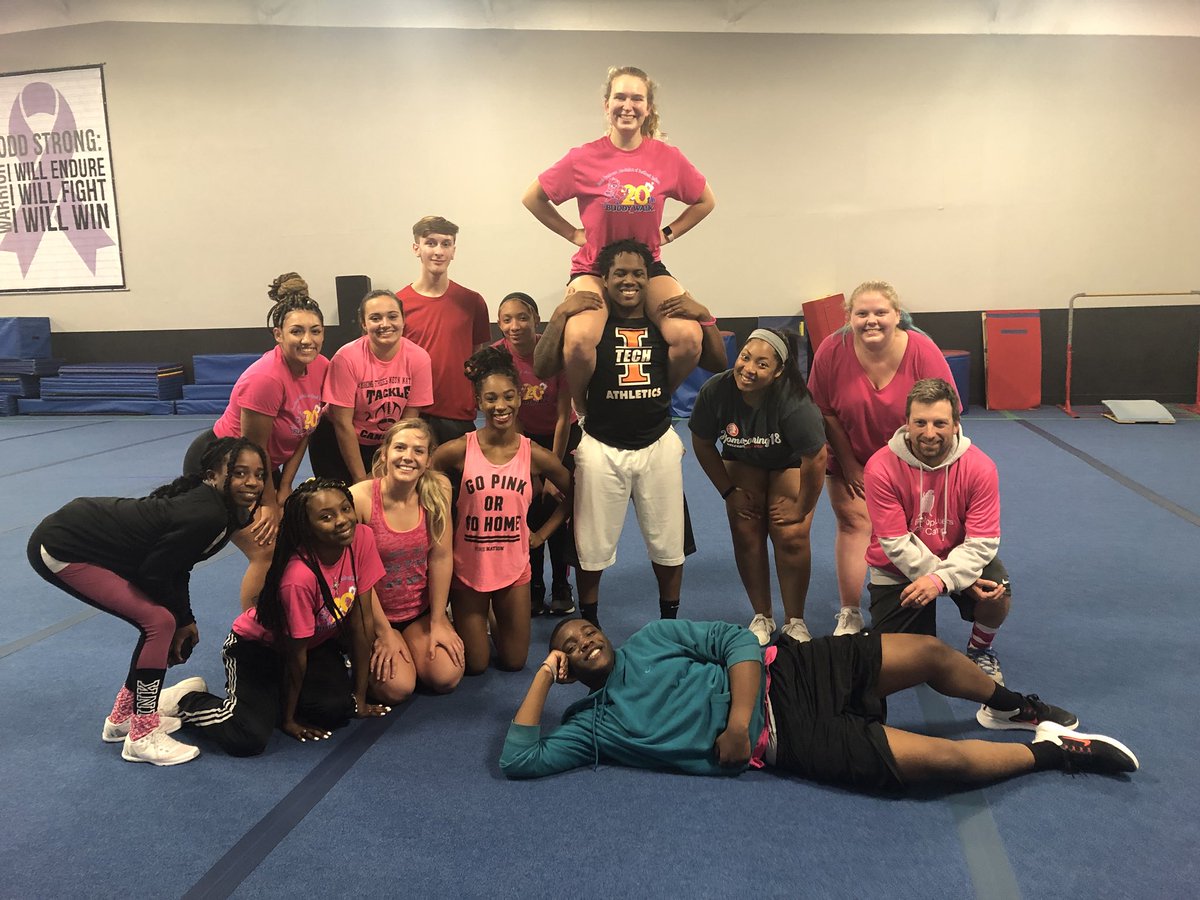 INTechCheer's tweet image. The Indiana Tech Cheer team loved having David Bokhart at our practice last night! Go support him for real men wear pink! main.acsevents.org/site/TR/Making…
