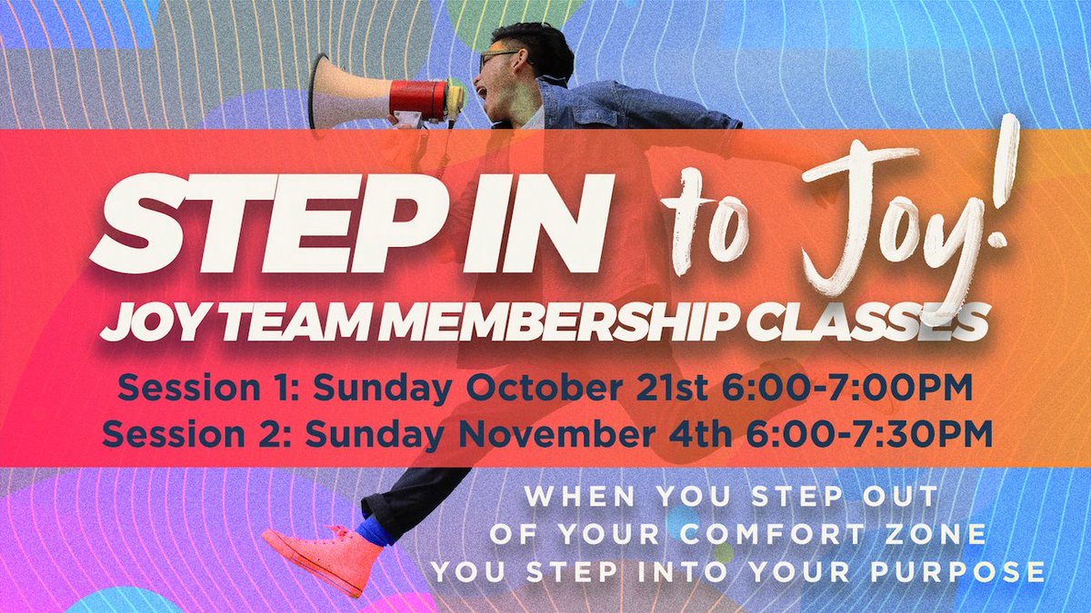JoyChurchIntl's tweet photo. When you step out of your comfort zone, you step right into your purpose! This is the perfect way to go "ALL IN" with God through the membership classes here at Joy! Looking forward to making a difference for Jesus together!
#TeamworkMakesTheDreamWork
#ALLINforJESUS https://t.co/bx9A8vOuVD