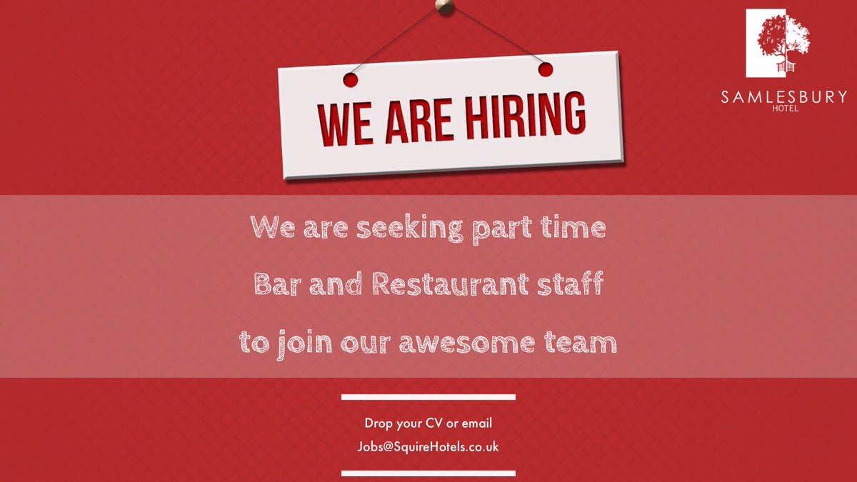 WE ARE RECRUITING!

Let us know of your talents and you might be the next one to join our amazing team #TeamSamlesburyHotel

#RecruitmentPreston #BarJobsPreston #RestaurantJobsPreston #JobsPreston #ApplyForJobs #HospitalityRecruitment