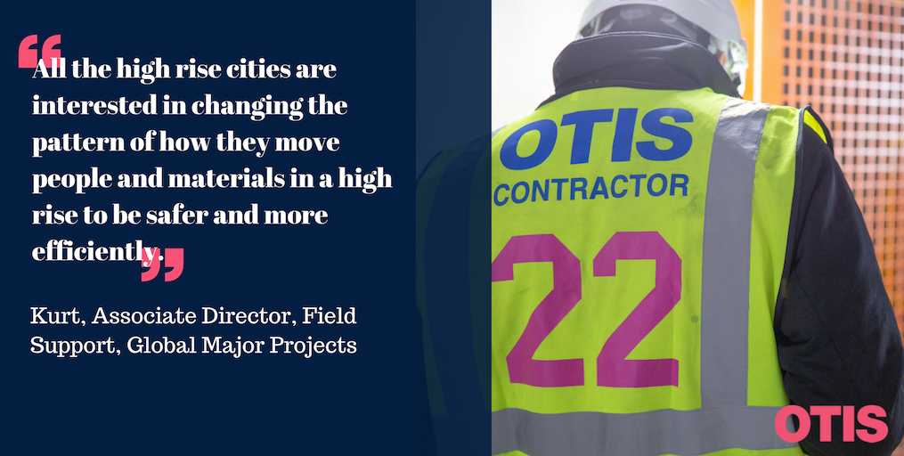 OtisElevatorCo's tweet photo. How do you boost productivity on a construction site with urban pressures and under tight deadlines? Kurt explains how in our #SkyBuild film. https://t.co/A1VW8tJ2l5 https://t.co/RGZvEOMdij