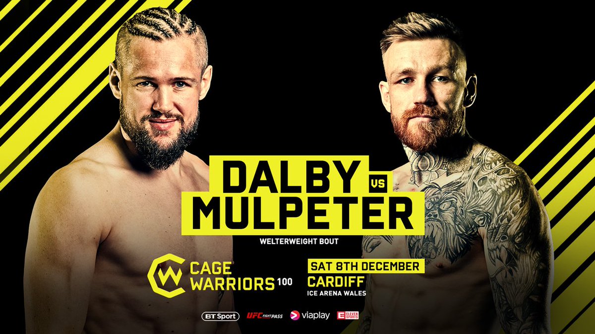 CageWarriors's tweet image. #CW100 FIGHT NEWS 🗞🔥

Nicolas Dalby 🇩🇰 takes on Philip Mulpeter 🇮🇪 on the biggest event in Cage Warriors history! 

Dec 8th // @IceArenaWales // Cardiff