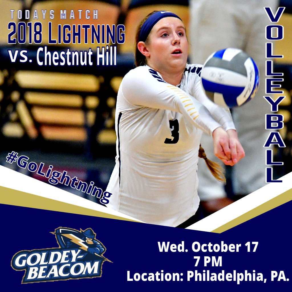 GBCLightning's tweet photo. Volleyball is away today vs. Chestnut Hill at 7pm in Philadelphia, PA! #GoLightning https://t.co/8jjSG87kDX