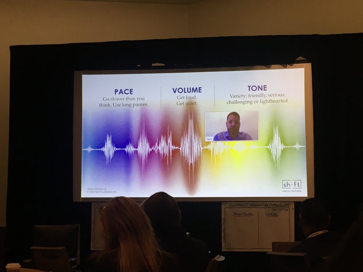 alisonbflynn's tweet photo. Fabulous session on facilitation today at #GlobalSummit18 by Shift. Animate the experience; Own the content; Manage the room

You are usually talking faster than you think. 

Add pauses: “make them Obama long” https://t.co/bxmPvXcDYF