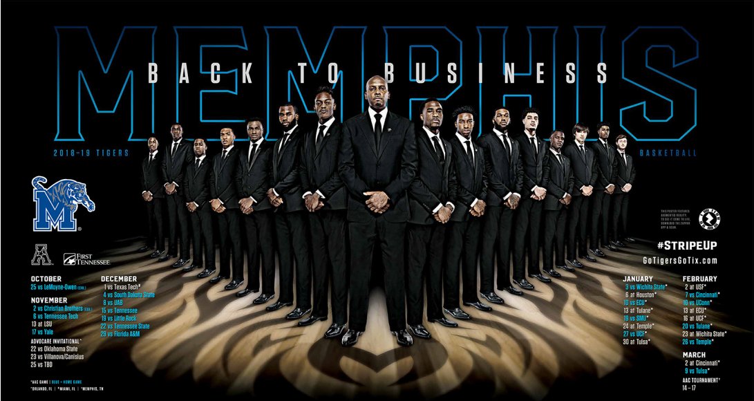 UofMPastPres's tweet photo. The new @Memphis_MBB poster.  #GoTigersGo https://t.co/DZq6GMYWih