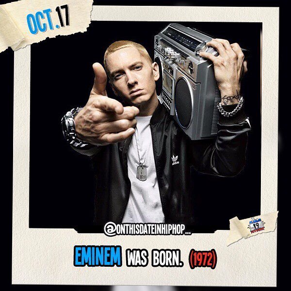 #OnThisDateInHipHop, Marshall <a href="/Eminem/">Marshall Mathers</a> Mathers III was born in St. Joseph, Missouri. #Eminem would grow up to: (1) be raised in a single-parent home, (2) get bullied, (3) want to create comic books, (4) spend 3 years in 9th grade, (5) rap battle during lu… ift.tt/2CmKau0