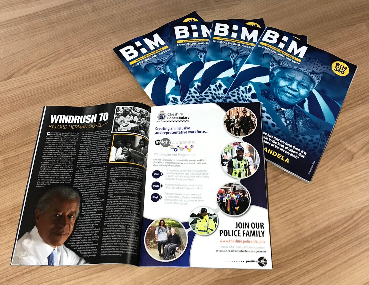 CheshPoliceHR's tweet photo. As we continue to celebrate #BlackHistoryMonth we're excited to see  @CheshirePolice feature in this months @BhmUK  magazine next to so many fascinating articles. Find out more about our Insight Programme https://t.co/P58ATJnVKT
@ccmeg #BreakingDownBarriers #InclusiveOrganisation https://t.co/v9Avl2WMja