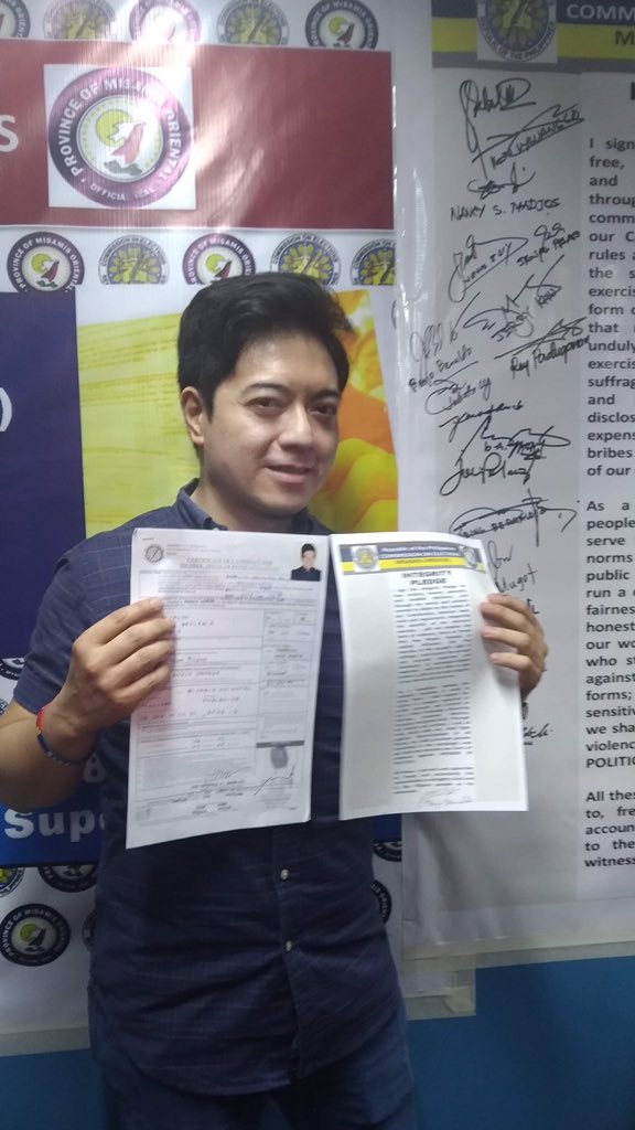 COMELEC_MisOr's tweet photo. Former City Councilor  and Congressman-1st district CDOC Benjo Benaldo runs now as Congressman-2nd District. He filed his COC along with the  other candidates from the party of Padayon Pilipino. @commrguanzon @ComelecRX @dirfrancesarabe @COMELEC @ared_dolette #NLE2019 https://t.co/Y2NW2RvfC3