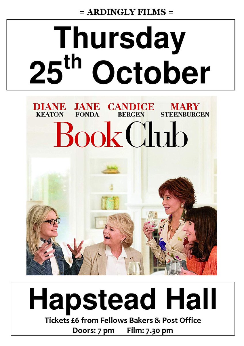 Have you reserved your seat(s) ?

Ardingly Films Presents: Book Club (12A)

Four lifelong friends have their lives forever changed after reading 50 Shades of Grey in their monthly book club.