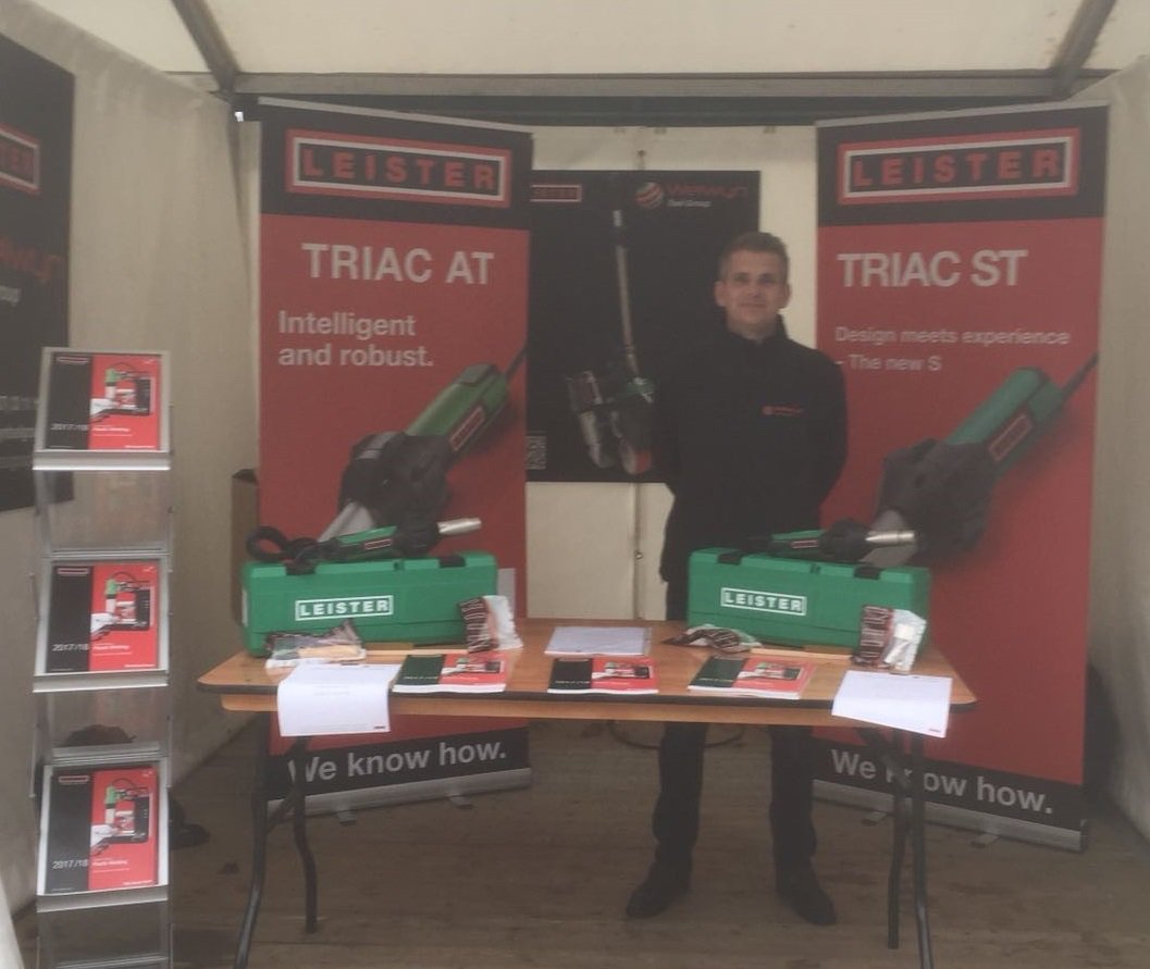 LeisterUK's tweet photo. Showing the LEISTER Hemtek ST and hand repair kits for marquees &amp; tarpaulins live now at the @TheShowmansShow. https://t.co/hmEbRNBxCj