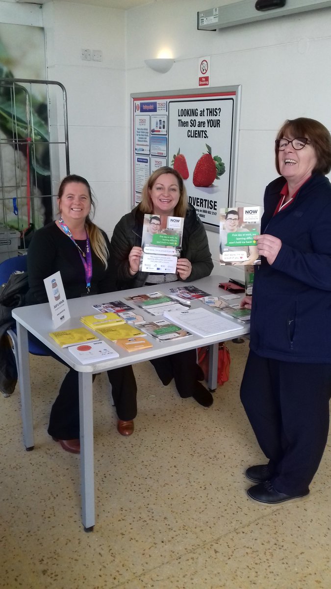 Today we are at Tesco Antrim Road from 12-4 pm come along if you would like some more information  on what services we offer. <a href="/NOW_Group/">NOW Group</a> <a href="/Tesco/">Tesco</a> #supportedemployment