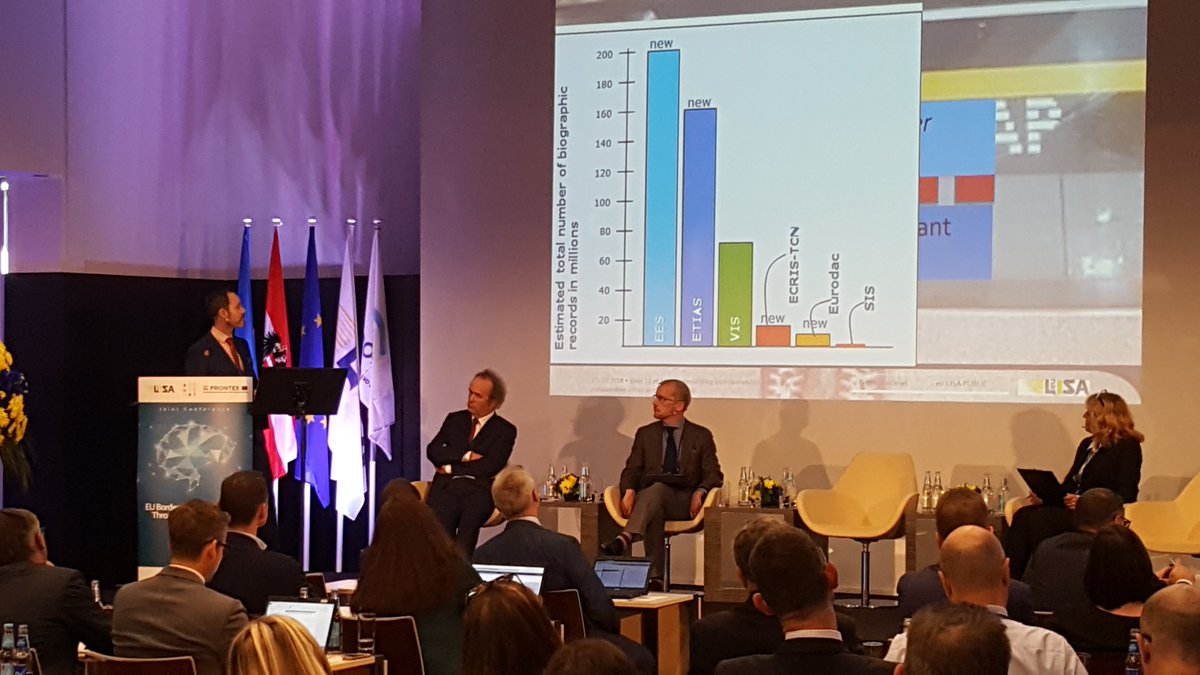 euLISAconf's tweet image. "Interoperability will be more than the sum of it's parts" says Ciaran Carolan, Head of External Affairs and Capacity Building at eu-LISA. #digitalborders #eulisaconference #Frontex #eu2018at