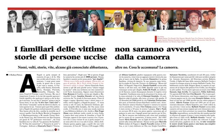 BarbaraPetranoB's tweet photo. 20 novembre 2016- Rivista #Pensierolibero 
"Dagli anni ’80 al giorno d’oggi la #camorra ha ucciso più di 4000 persone. Donne, bambini e uomini uccisi senza pietà, “per sbaglio”.

Tanti nomi, tra cui il mio amico #CiroColonna ucciso a giugno 2016. https://t.co/zPu8ECxA3m